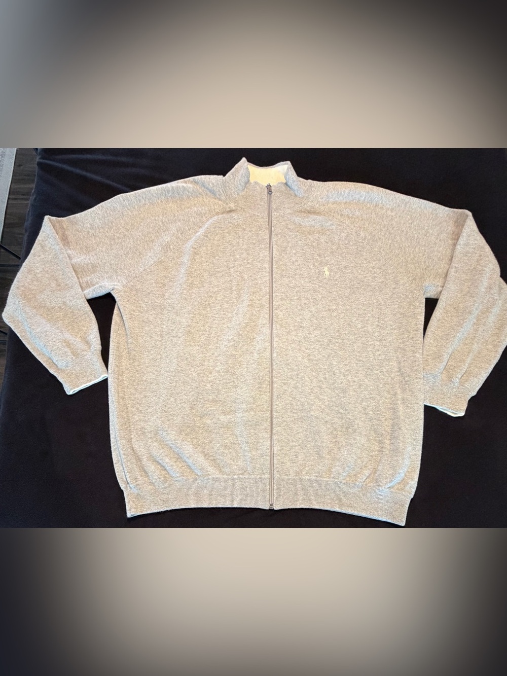 Polo Ralph Lauren Full Zip Sweater Men’s XXL Gray 100% Cotton Mock Neck
